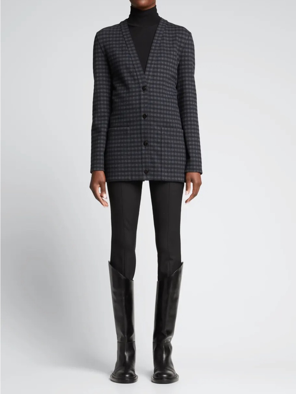 Theory Gingham Slit Blazer Cardigan